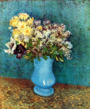 Vase with Flieder Margerites und Anemones Vincent van Gogh Oil Paintings